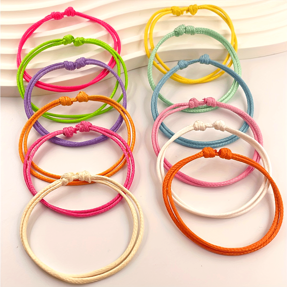 12 Pcs Wax Cord Bracelets for Women Casual and Formal Occasions